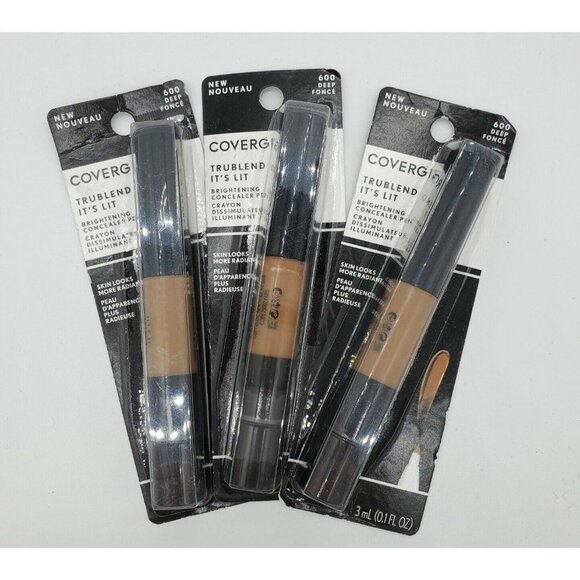3x CoverGirl TruBlend It's Lit Brightening Concealer Pen‎ (600 Deep) 0.1 fl oz 3 - Picture 1 of 4